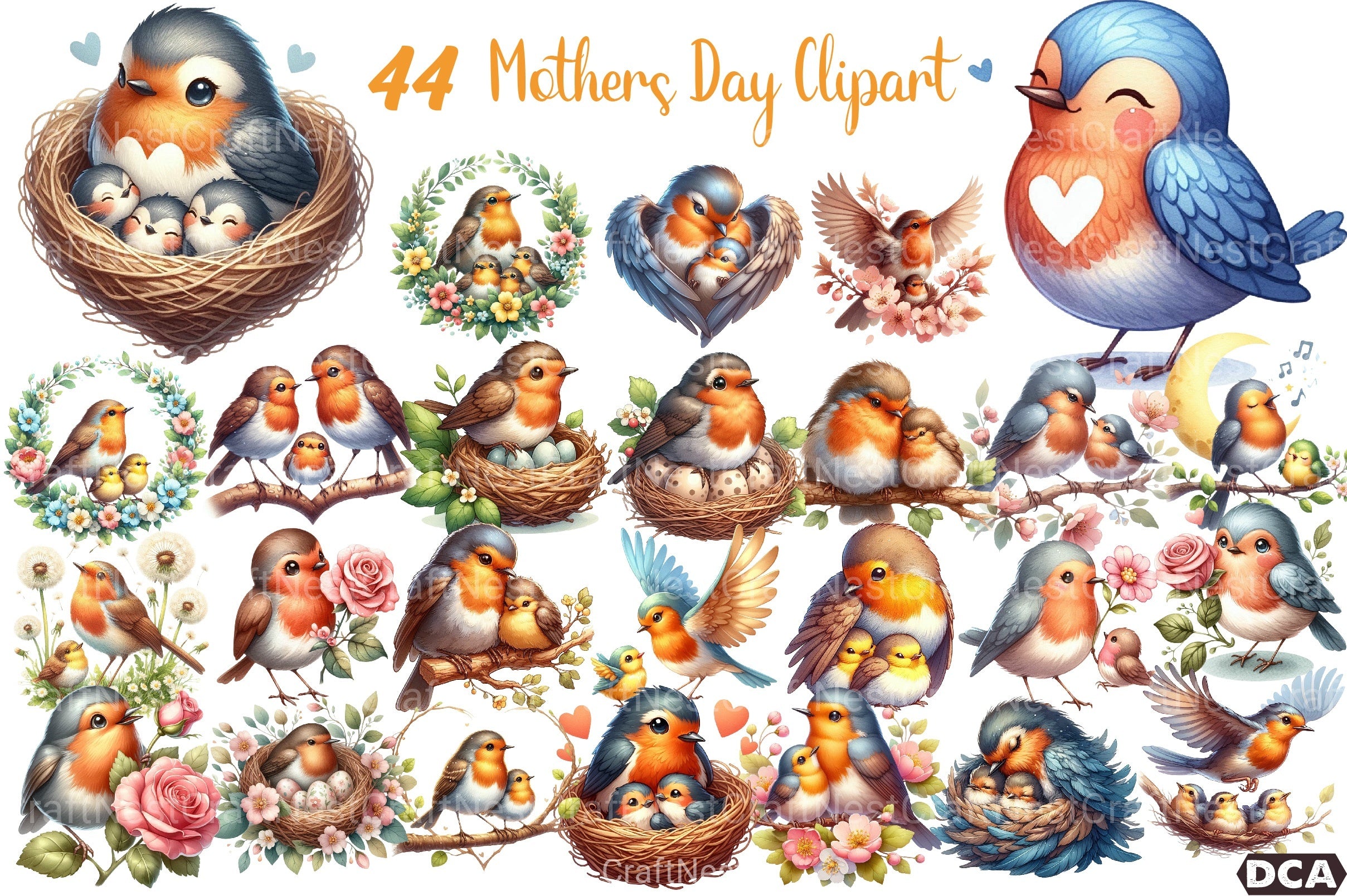 Robin Mother's Day Clipart Bundle - CraftNest - Digital Crafting and Art