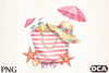 Pink Striped Beach Bag with Drinks Clipart Bundle 2