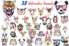 Animal 4th of July Clipart Bundle - CraftNest - Digital Crafting and Art
