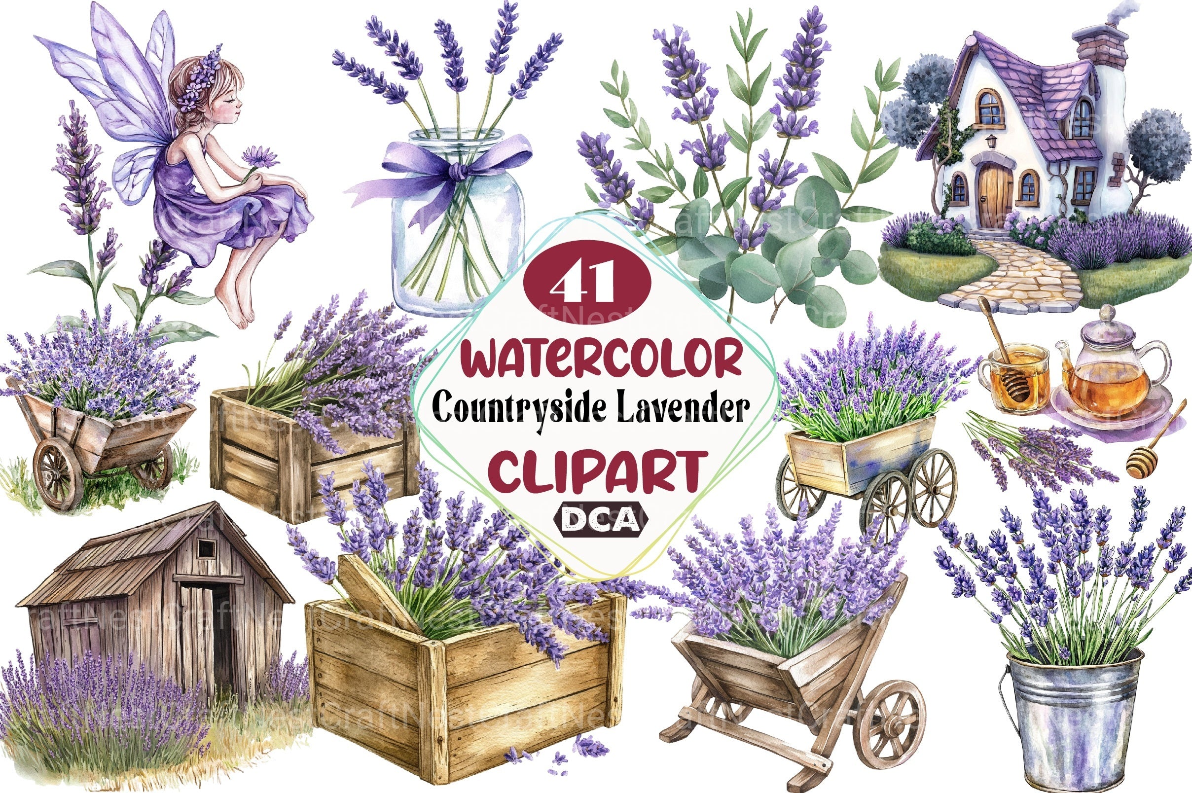 Countryside Lavender Clipart Bundle 1 - CraftNest - Digital Crafting and Art