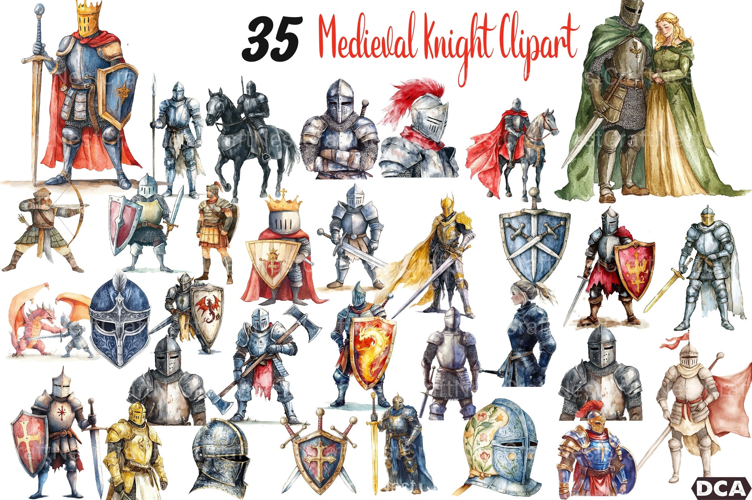 Medieval Knight Clipart Bundle - CraftNest - Digital Crafting and Art