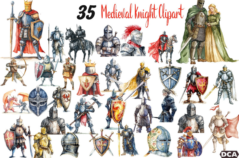Medieval Knight Clipart Bundle - CraftNest - Digital Crafting and Art