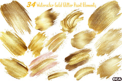 Gold Glitter Paint Elements Clipart Bundle - CraftNest - Digital Crafting and Art