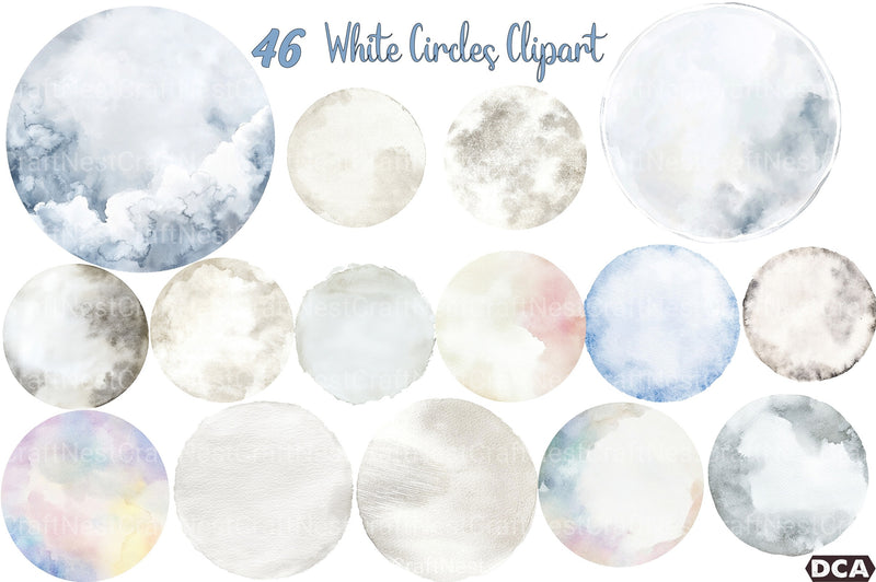 White Circles Clipart Bundle - CraftNest - Digital Crafting and Art