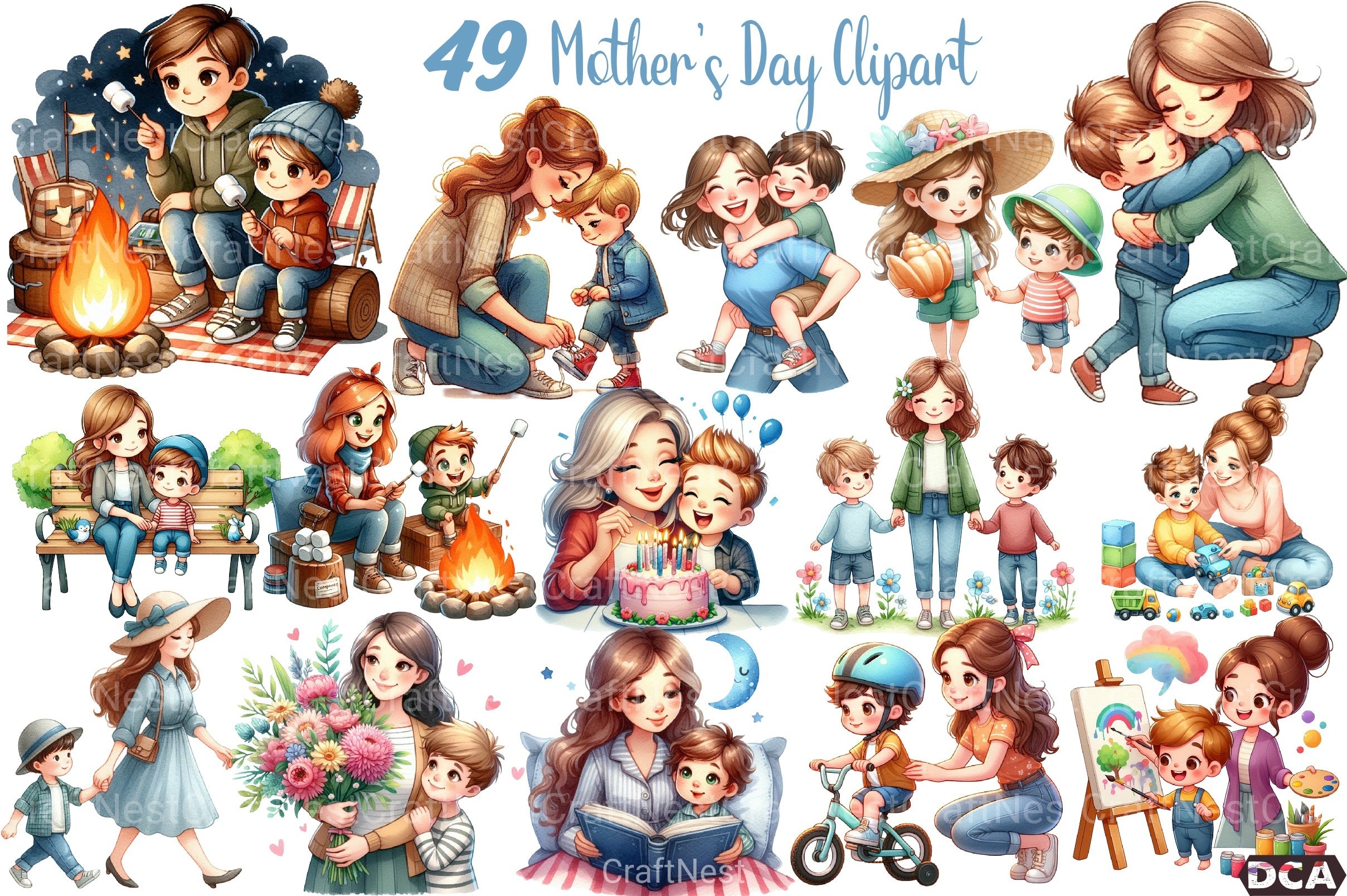 Customizable Mom and Sons Clipart Bundle - CraftNest - Digital Crafting and Art