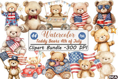 Teddy Bears 4th of July Clipart Bundle - CraftNest - Digital Crafting and Art