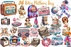 Retro Mother's Day Clipart Bundle 1 - CraftNest - Digital Crafting and Art