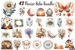 Boho Flower Art Design Clipart Bundle - CraftNest - Digital Crafting and Art