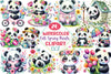 Cute Spring Panda Clipart Bundle