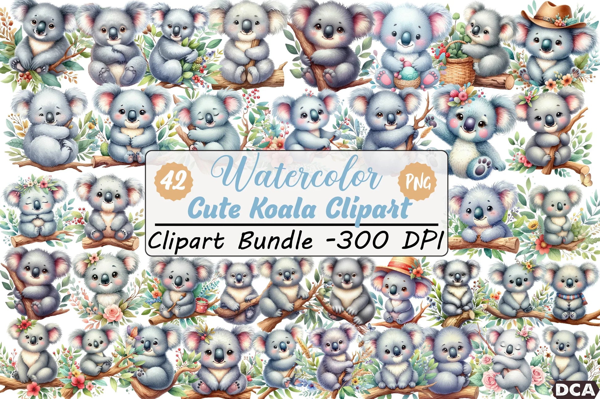 Cute Koala Clipart Bundle - CraftNest - Digital Crafting and Art
