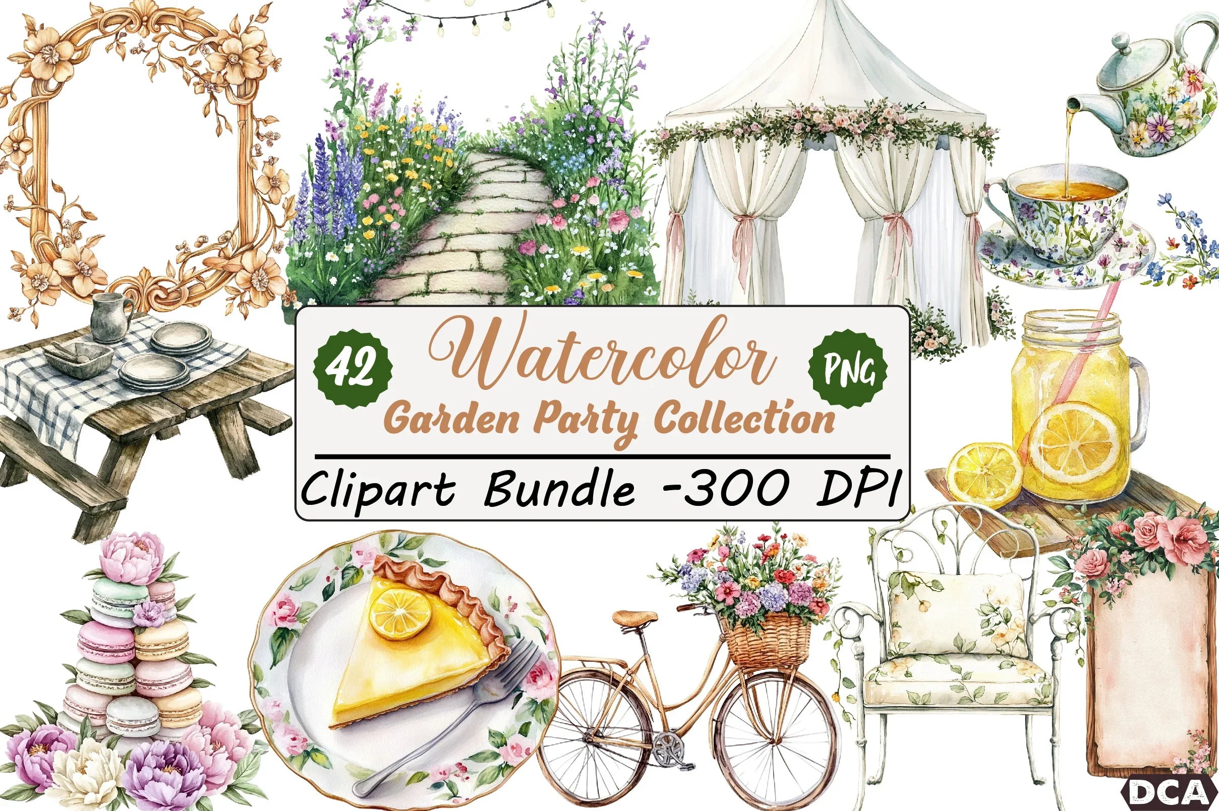 Garden Party Clipart Bundle Collection - CraftNest - Digital Crafting and Art
