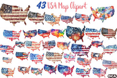 USA Map Puzzle 4th of July Clipart Bundle - CraftNest - Digital Crafting and Art
