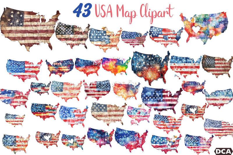USA Map Puzzle 4th of July Clipart Bundle - CraftNest - Digital Crafting and Art