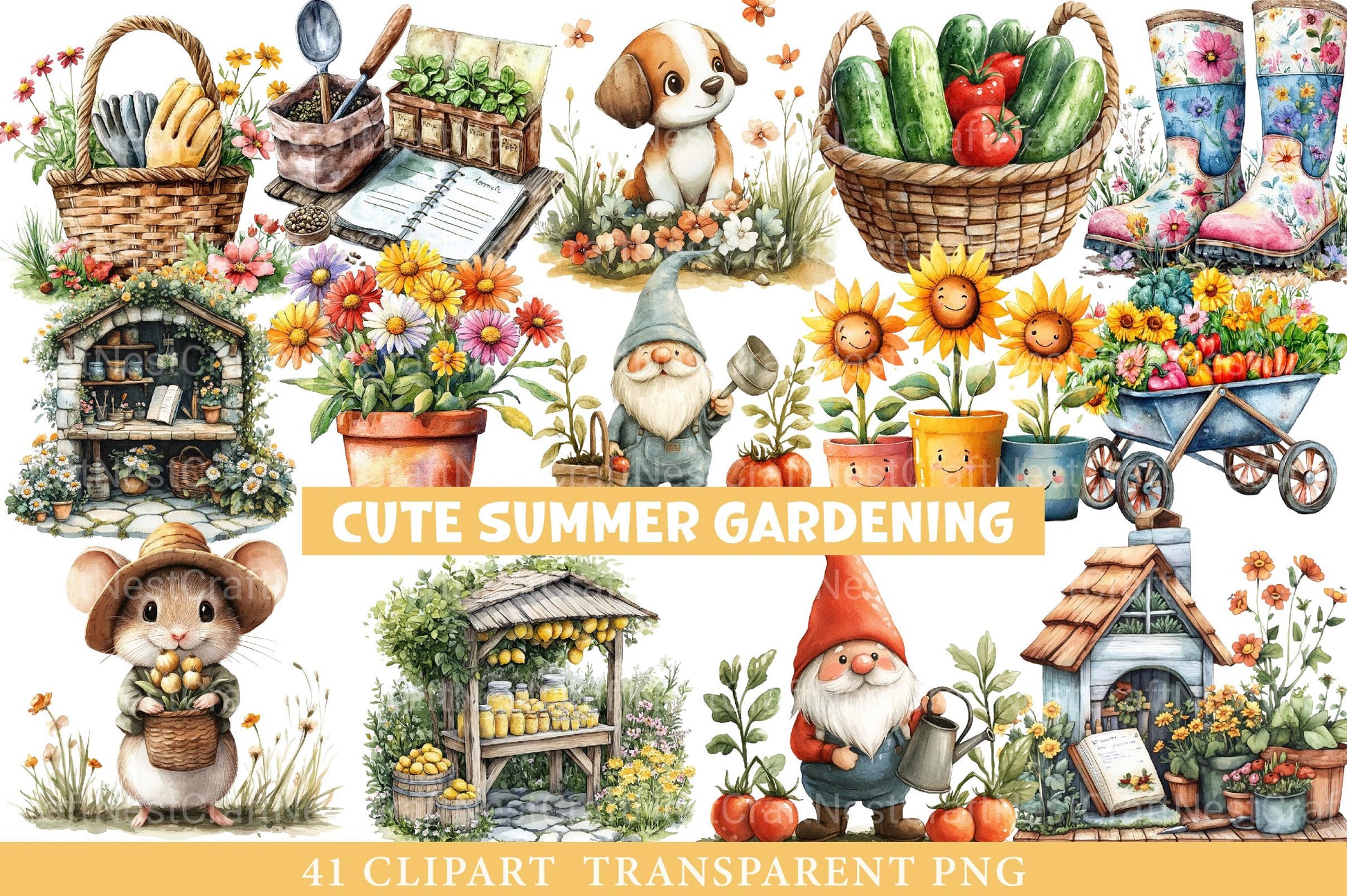 Cute Summer Gardening Clipart - CraftNest - Digital Crafting and Art
