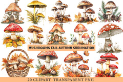 Mushrooms Fall Autumn Clipart - CraftNest - Digital Crafting and Art