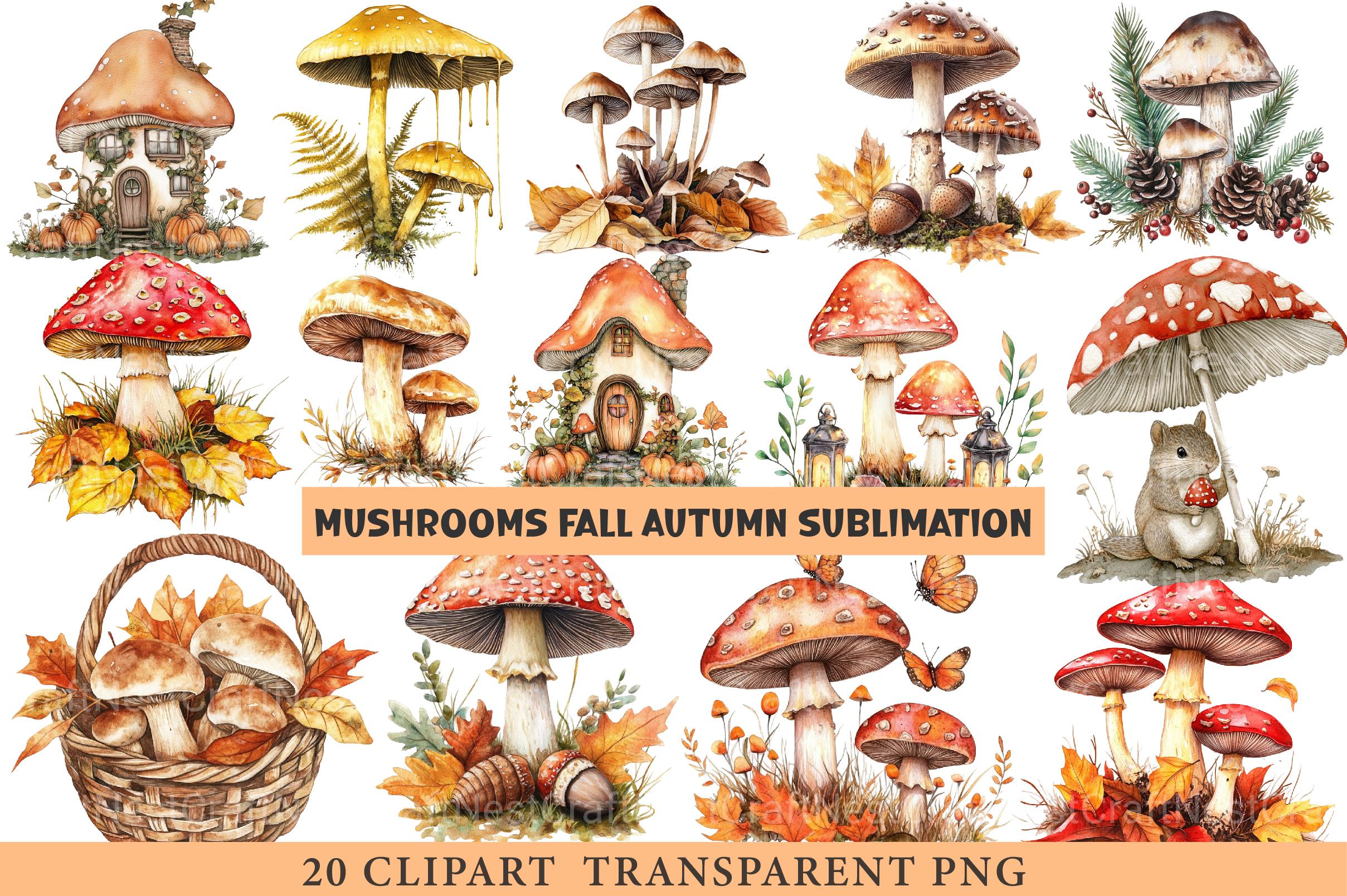Mushrooms Fall Autumn Clipart - CraftNest - Digital Crafting and Art
