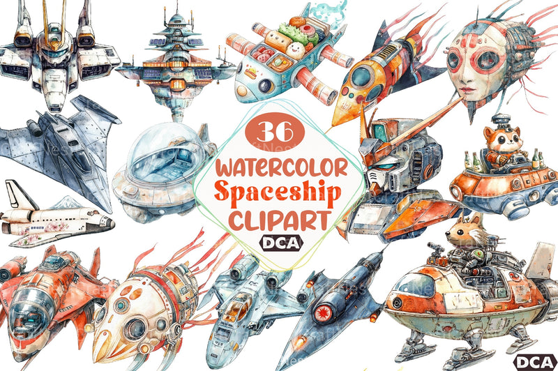Japanese Spaceship Clipart Bundle - CraftNest - Digital Crafting and Art
