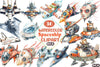 Japanese Spaceship Clipart Bundle