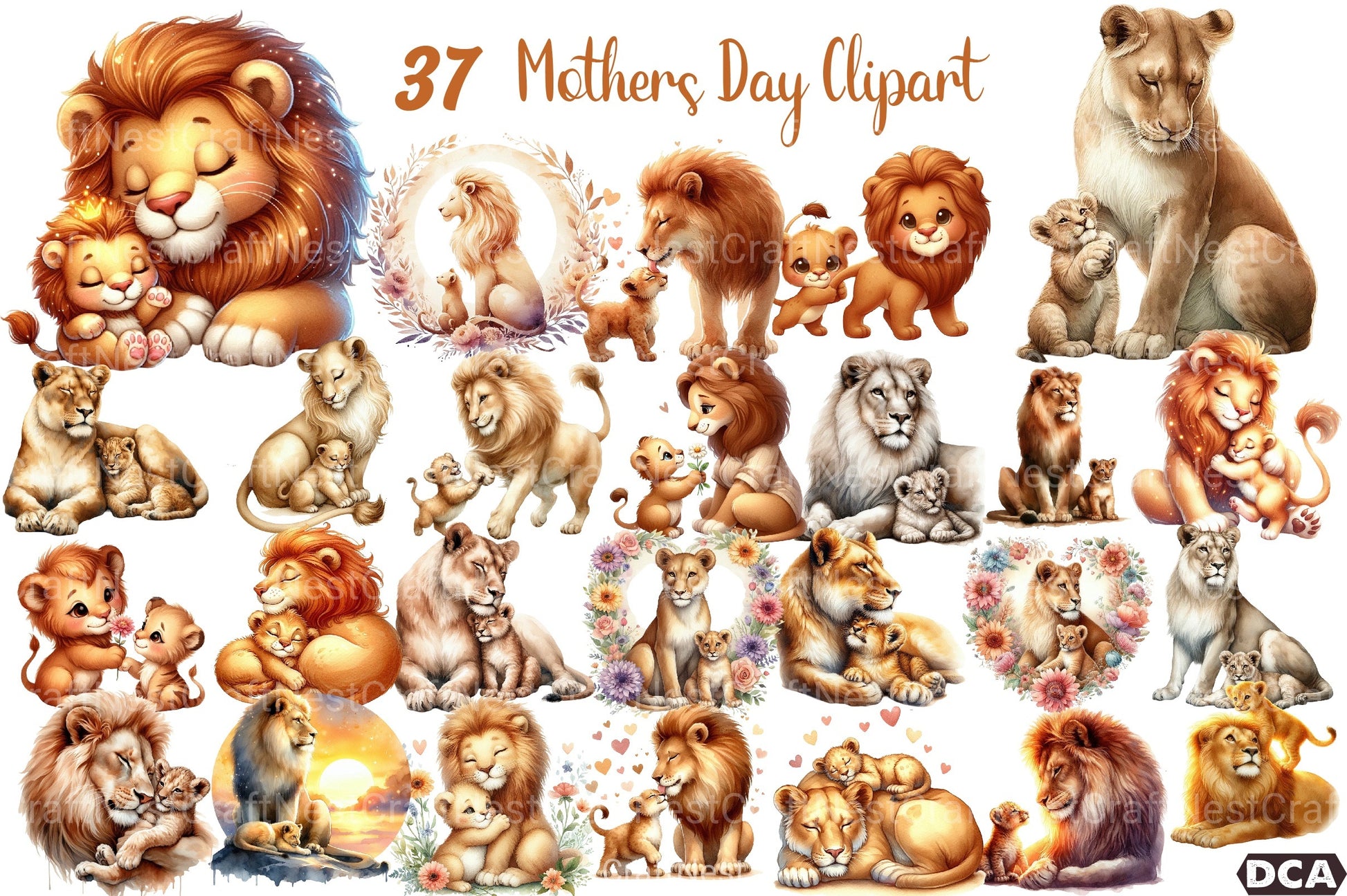 Lion Mother's Day Clipart Bundle - CraftNest - Digital Crafting and Art