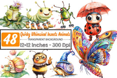 Quirky Whimsical Insects & Animals Clipart Bundle 99 - CraftNest - Digital Crafting and Art