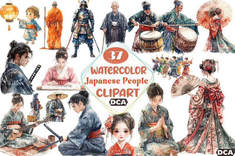 Vintage Japanese People Clipart Bundle - CraftNest - Digital Crafting and Art