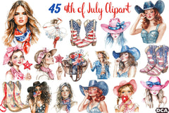 Coquette Cowgirl 4th of July Clipart Bundle 99 - CraftNest - Digital Crafting and Art