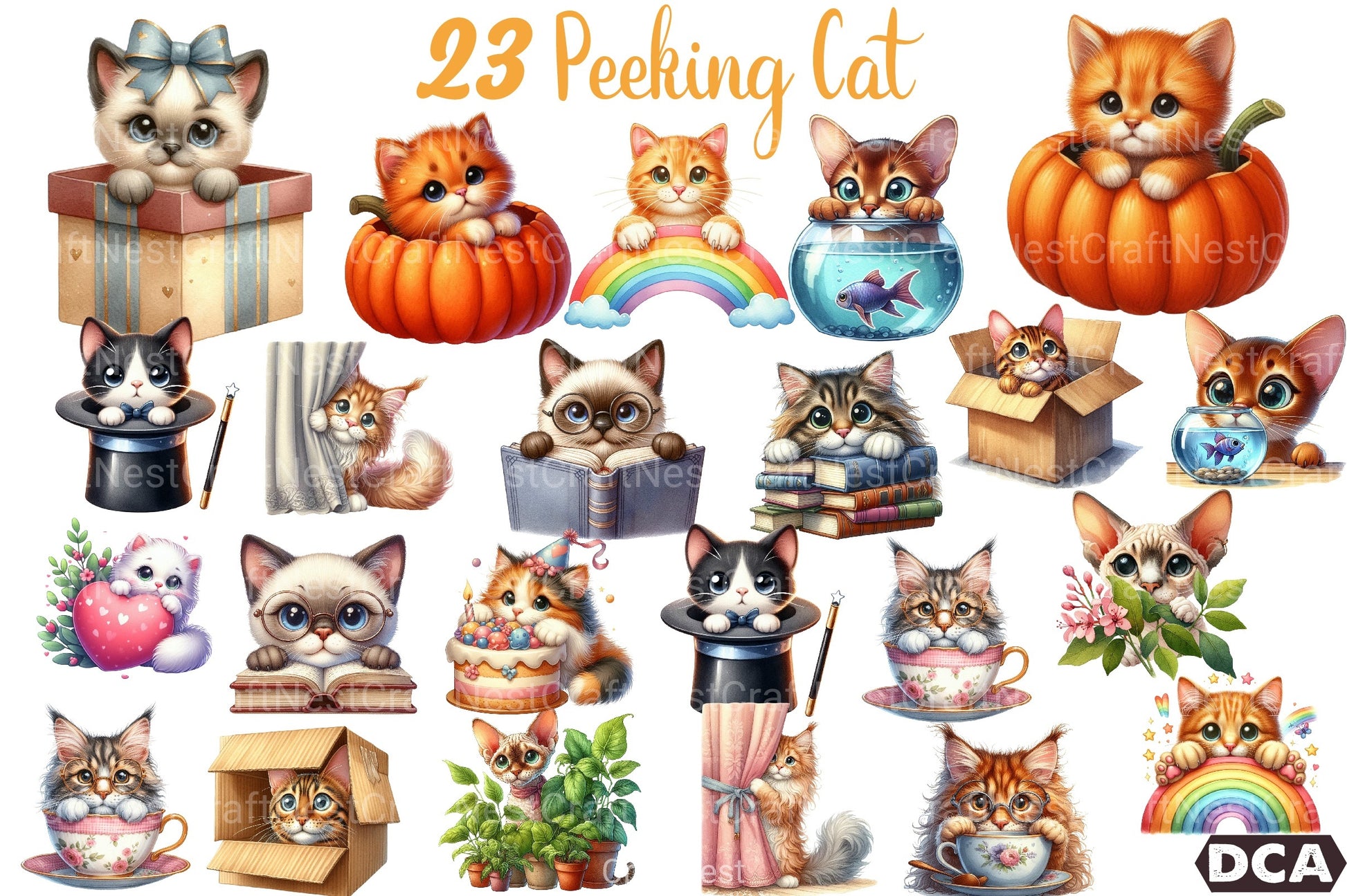 Peeking Cat Breed Clipart Bundle - CraftNest - Digital Crafting and Art