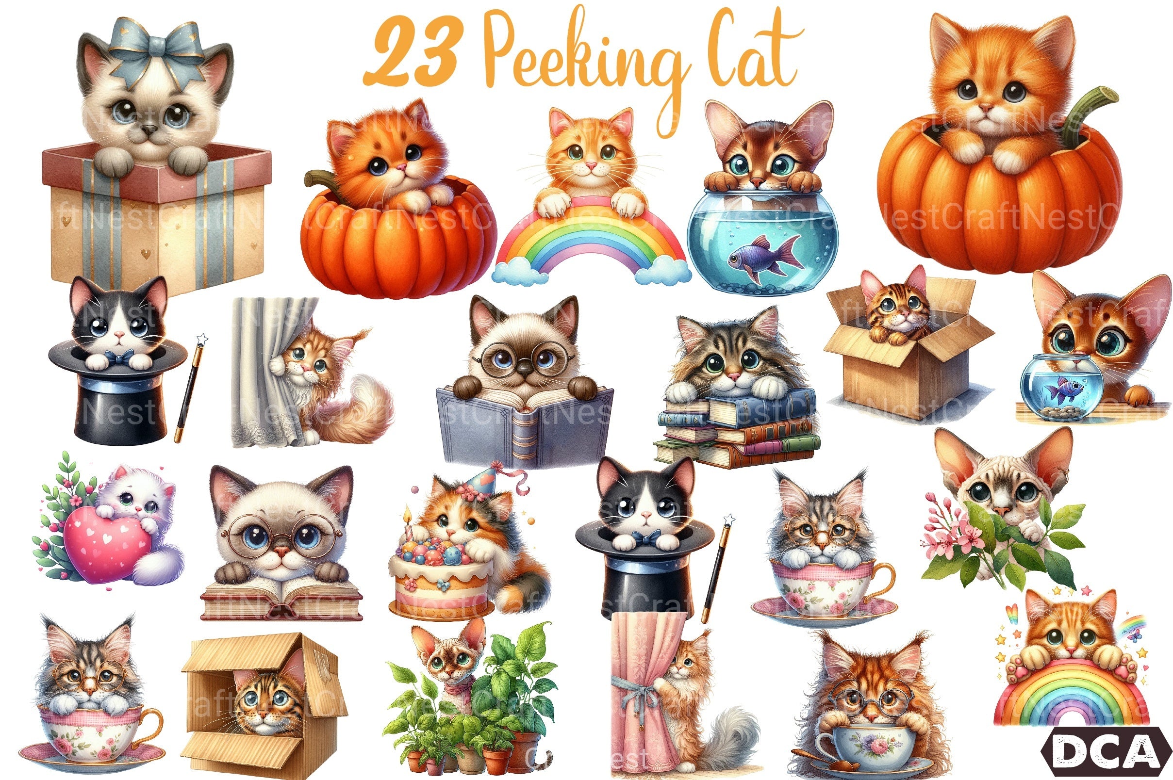 Peeking Cat Breed Clipart Bundle - CraftNest - Digital Crafting and Art