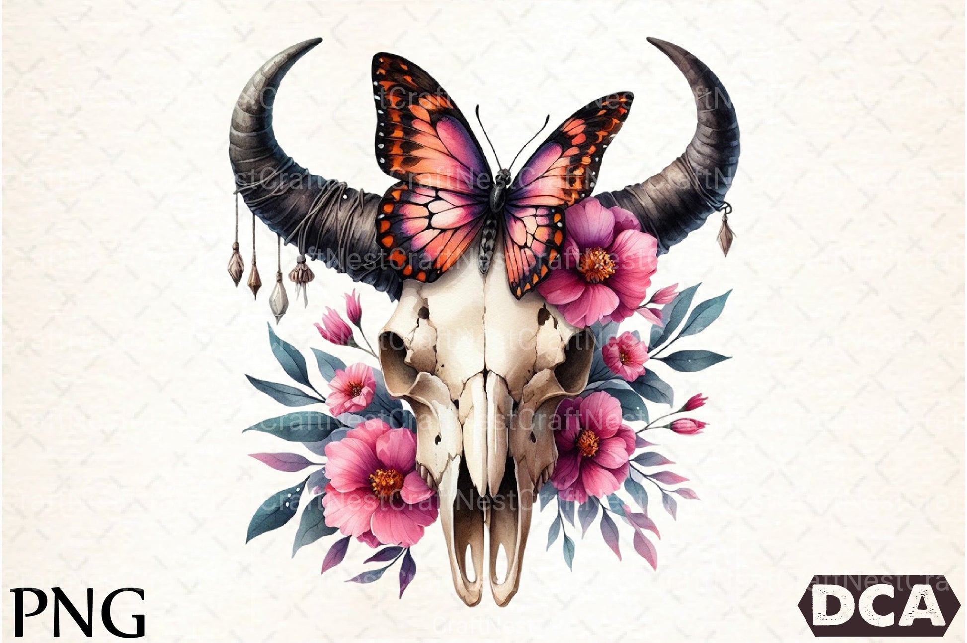 Bull Skull with Horns Clipart Bundle - CraftNest - Digital Crafting and Art