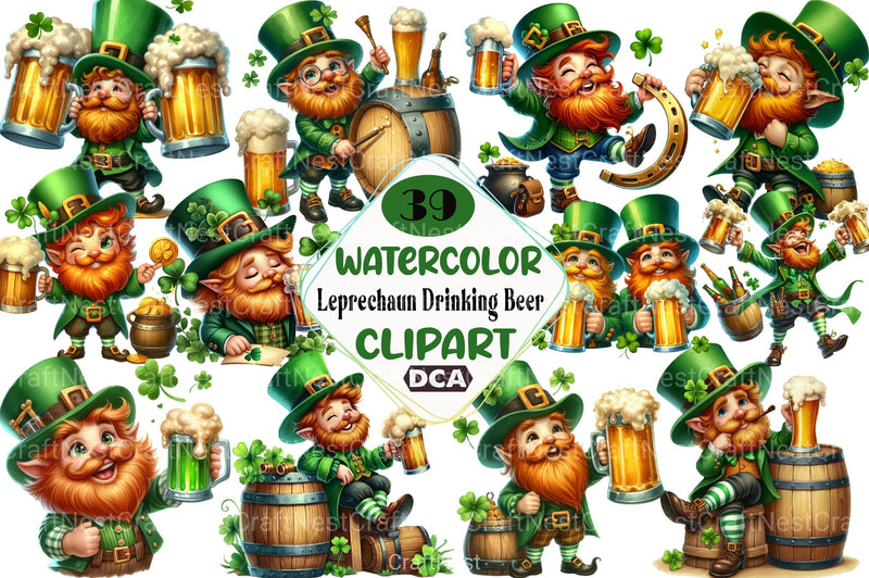 St. Patrick's Day Leprechaun Beer Clipart Bundle - CraftNest - Digital Crafting and Art