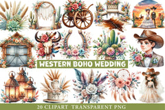 Western Boho Wedding Clipart Bundle - CraftNest - Digital Crafting and Art