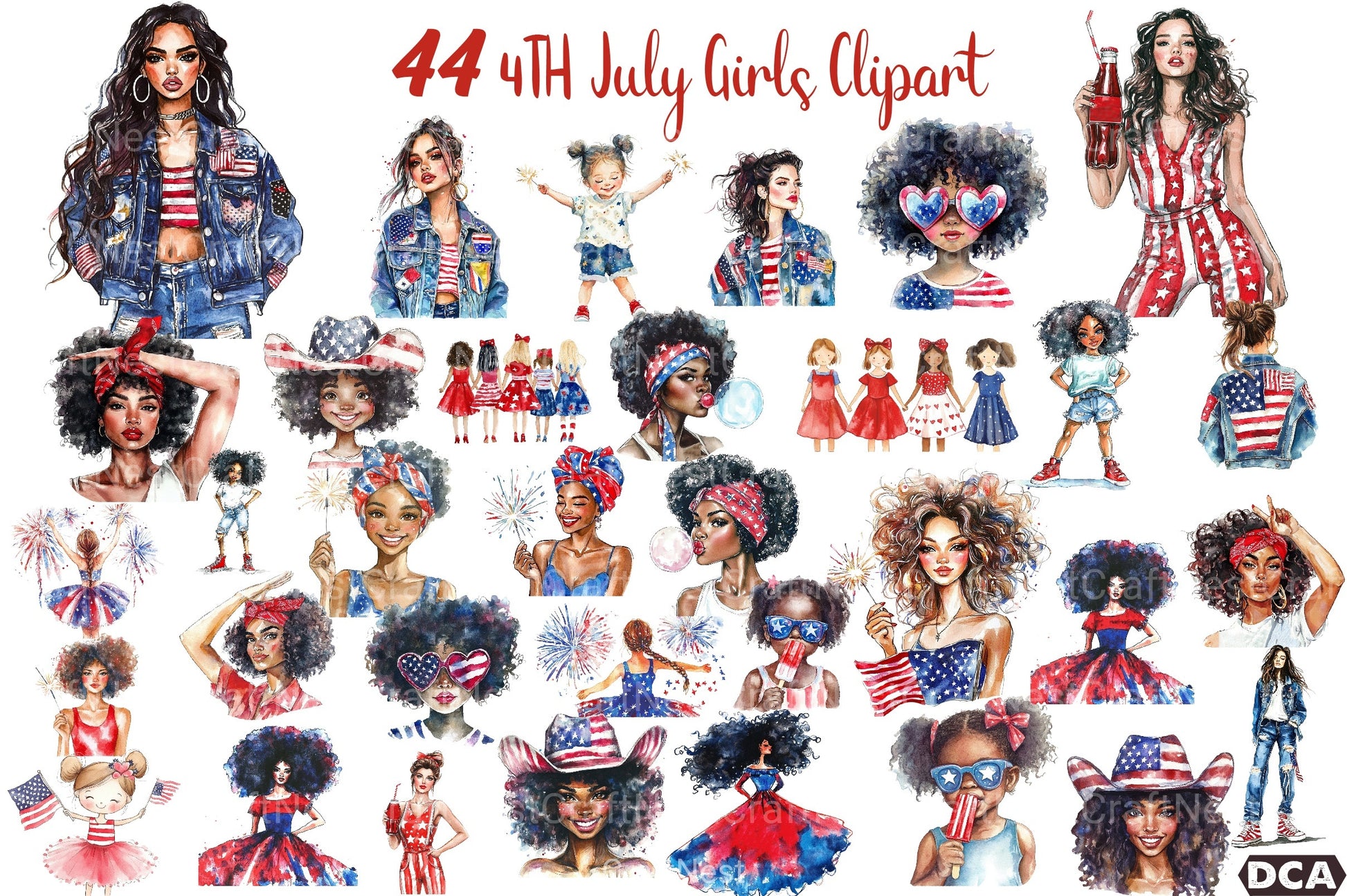 4th July Girls Clipart Bundle - CraftNest - Digital Crafting and Art