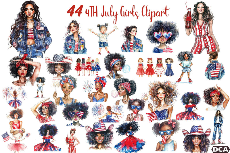 4th July Girls Clipart Bundle - CraftNest - Digital Crafting and Art