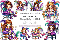 Mardi Gras Girl Clipart Bundle 1 - CraftNest - Digital Crafting and Art