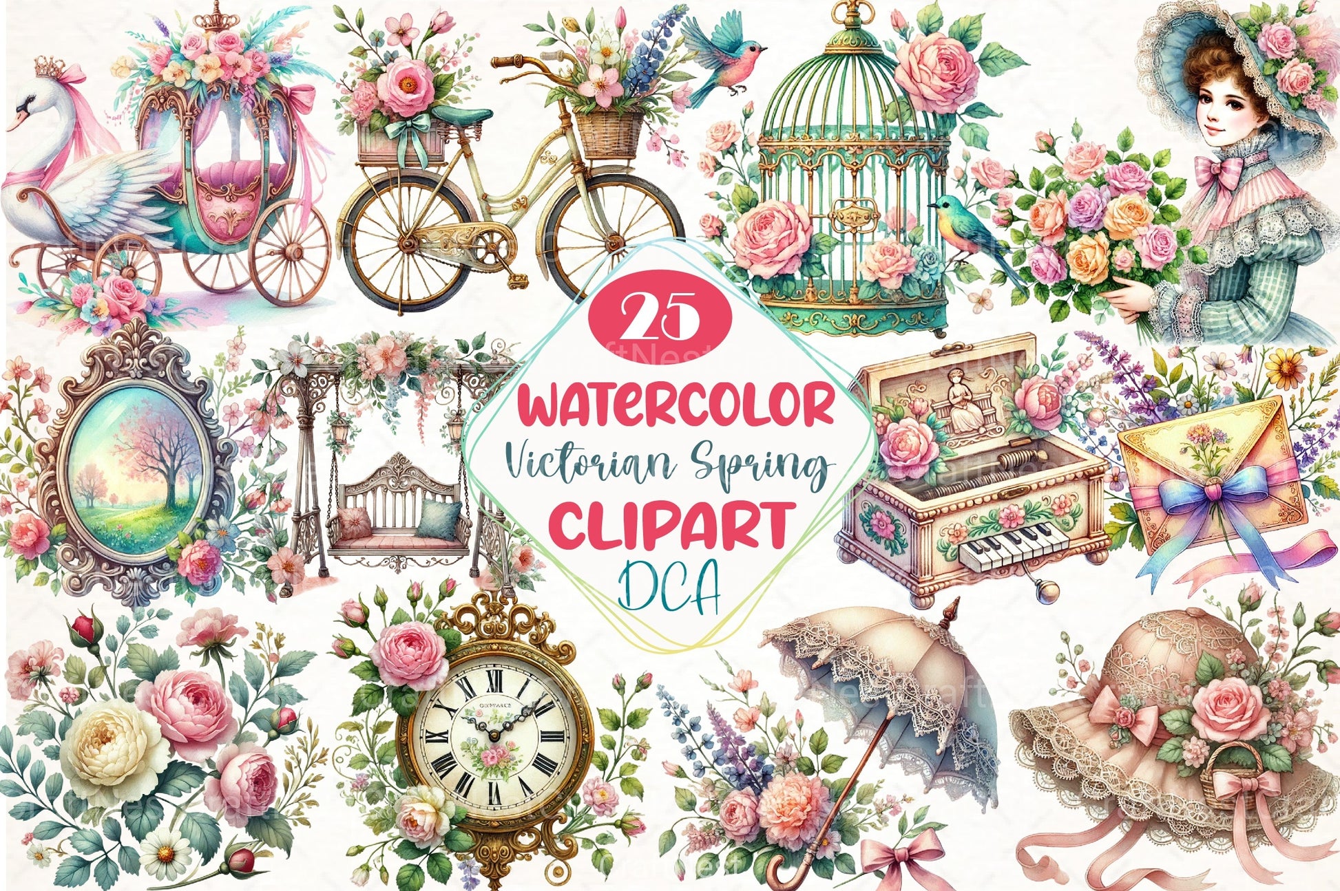 Beautiful Victorian Spring Clipart Bundle 99 - CraftNest - Digital Crafting and Art