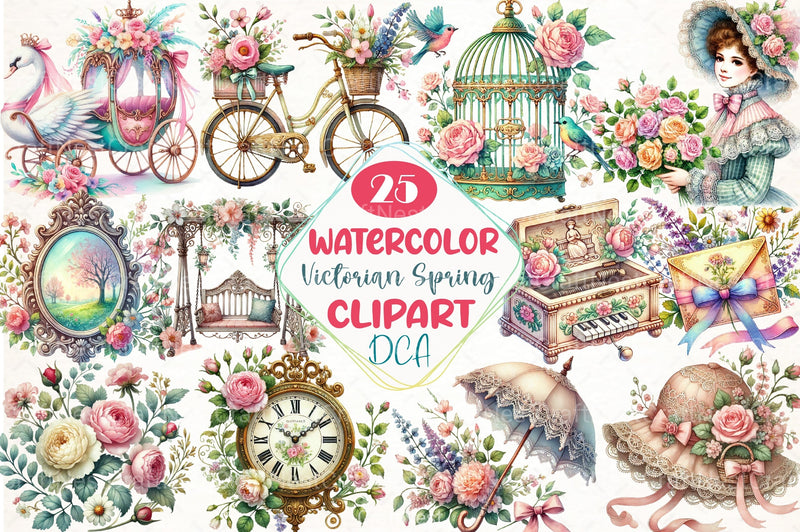 Beautiful Victorian Spring Clipart Bundle 99 - CraftNest - Digital Crafting and Art