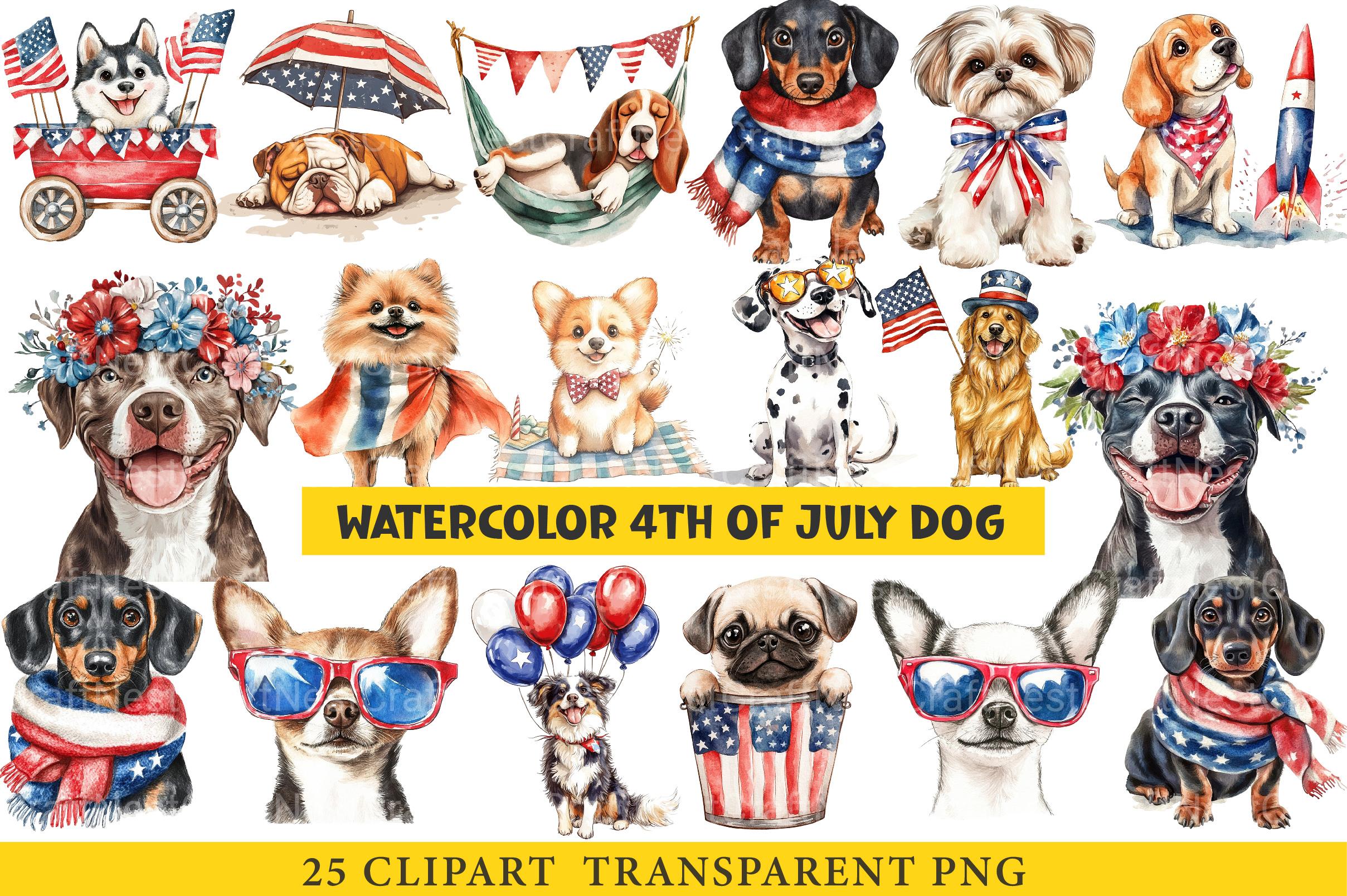 4th of July Dog Clipart - CraftNest - Digital Crafting and Art