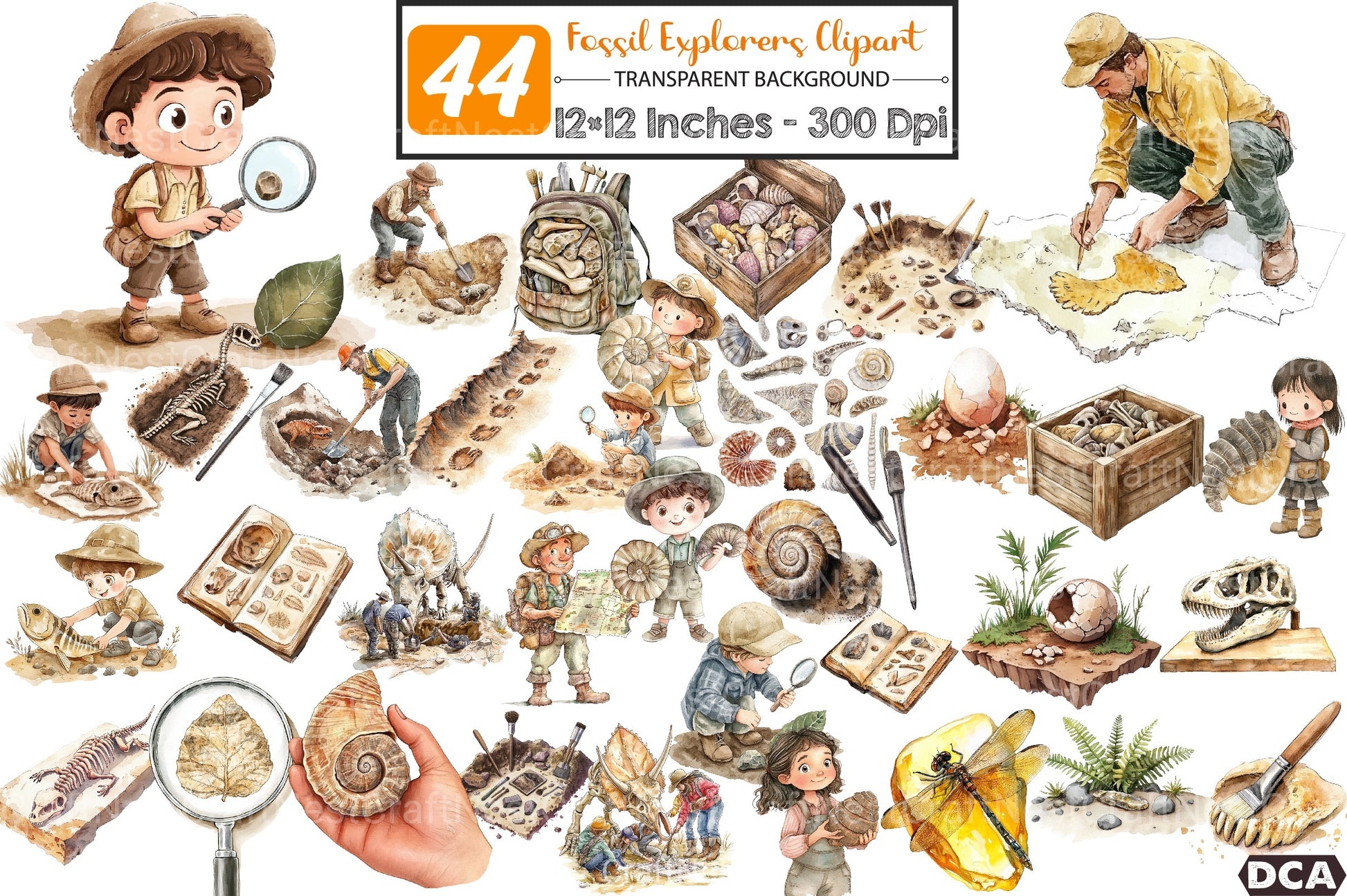 Fossil Explorers Clipart Bundle - CraftNest - Digital Crafting and Art
