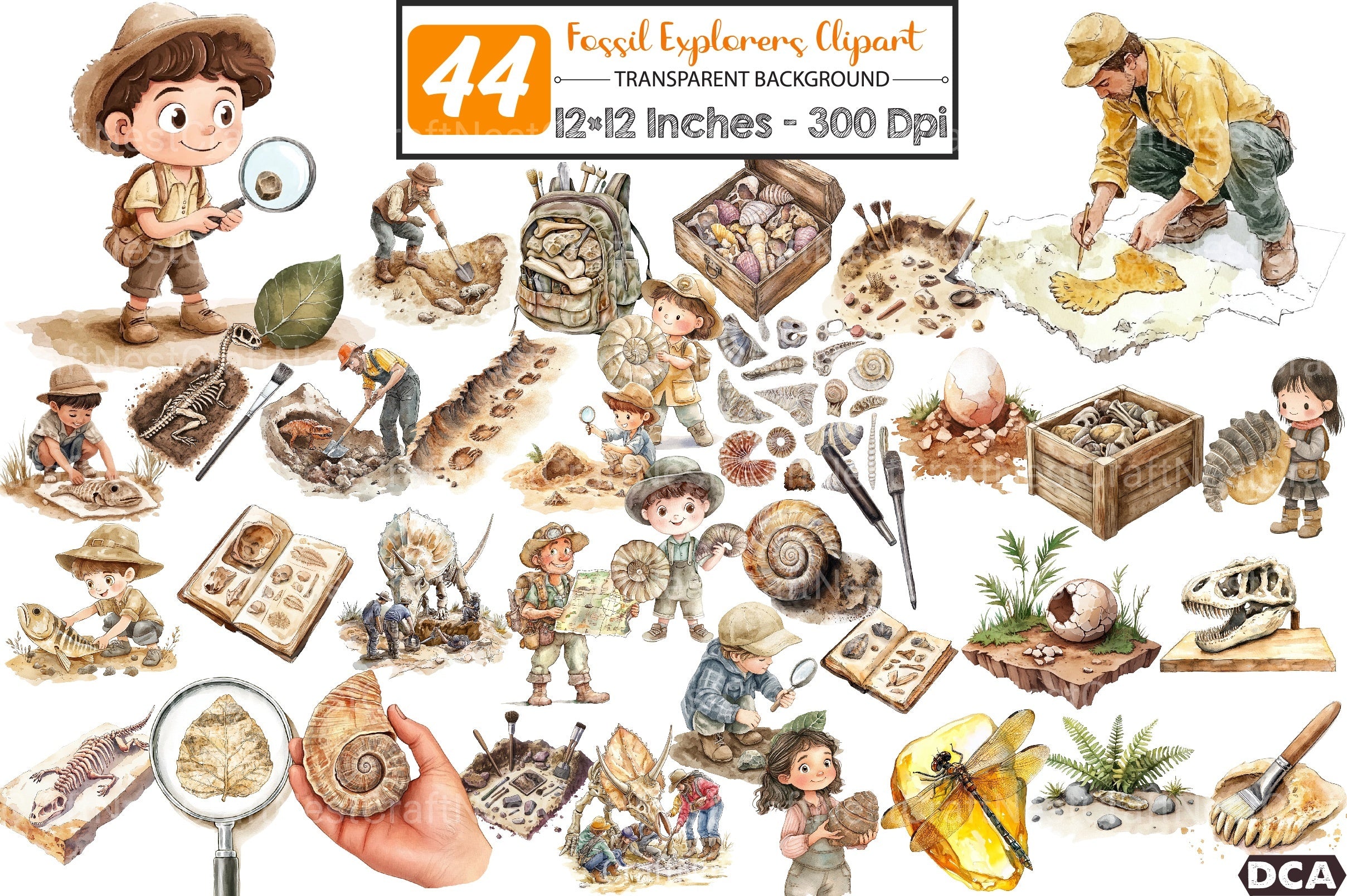 Fossil Explorers Clipart Bundle - CraftNest - Digital Crafting and Art