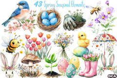 Spring Seasonal Elements Clipart Bundle 99 - CraftNest - Digital Crafting and Art