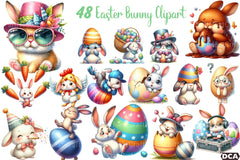 Funny Easter Bunny Clipart Bundle 45 - CraftNest - Digital Crafting and Art