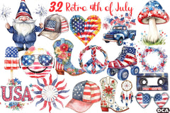 Retro 4th of July Clipart Bundle 13 - CraftNest - Digital Crafting and Art