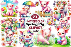 Spring Pig Clipart Bundle - CraftNest - Digital Crafting and Art