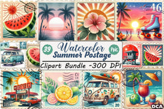 Retro Summer Postage Clipart Bundle - CraftNest - Digital Crafting and Art