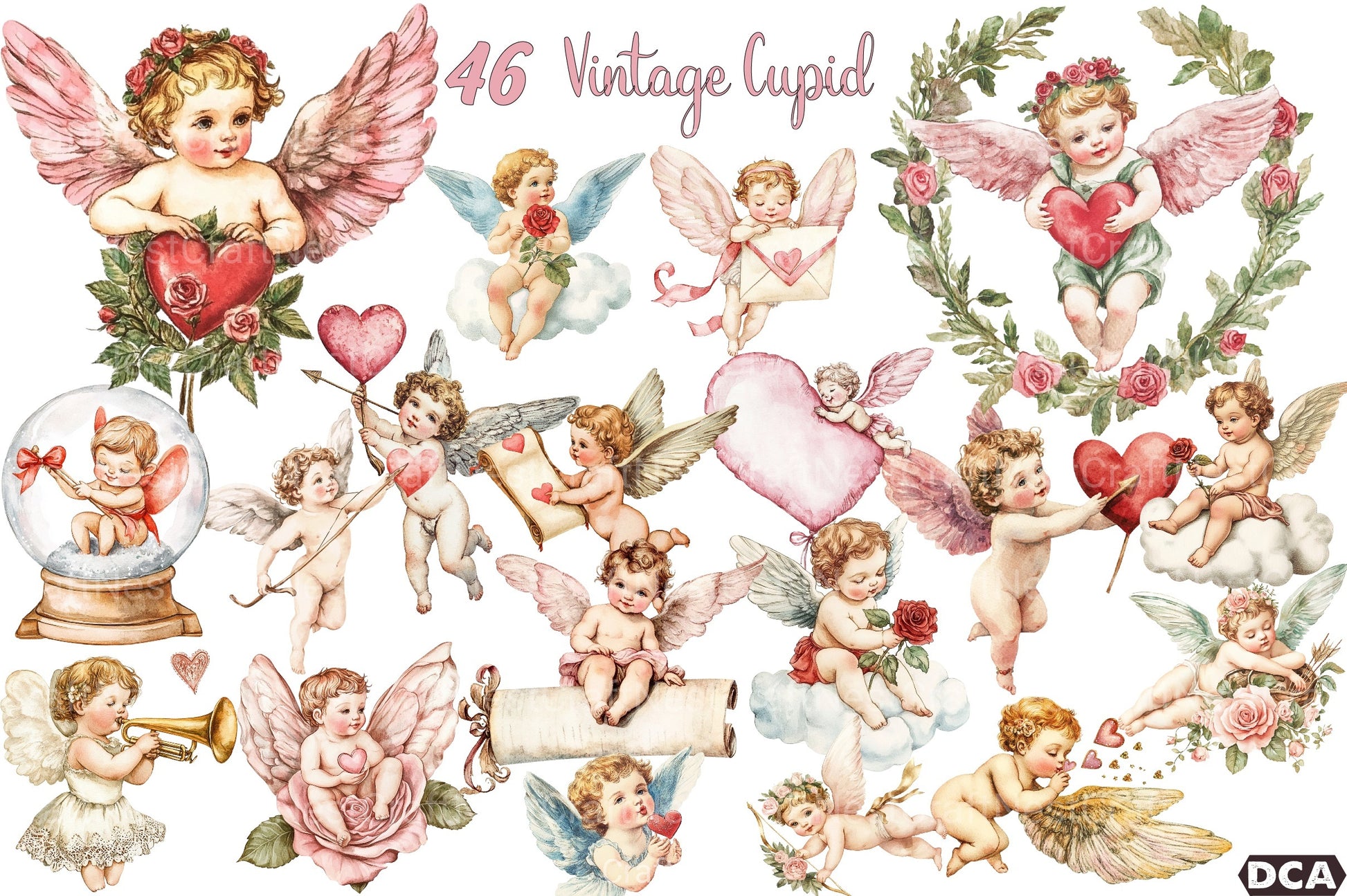 Vintage Cupid Clipart Bundle - CraftNest - Digital Crafting and Art