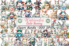 Cute Bunny Clipart Bundle Set - CraftNest - Digital Crafting and Art