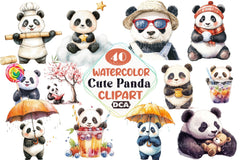 Cute Panda Clipart Bundle 9 - CraftNest - Digital Crafting and Art