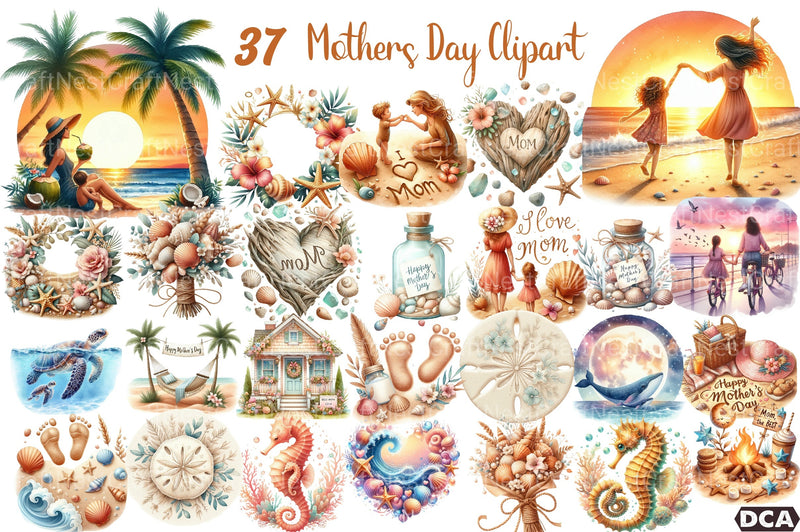 Mother's Day Beach Clipart Bundle - CraftNest - Digital Crafting and Art