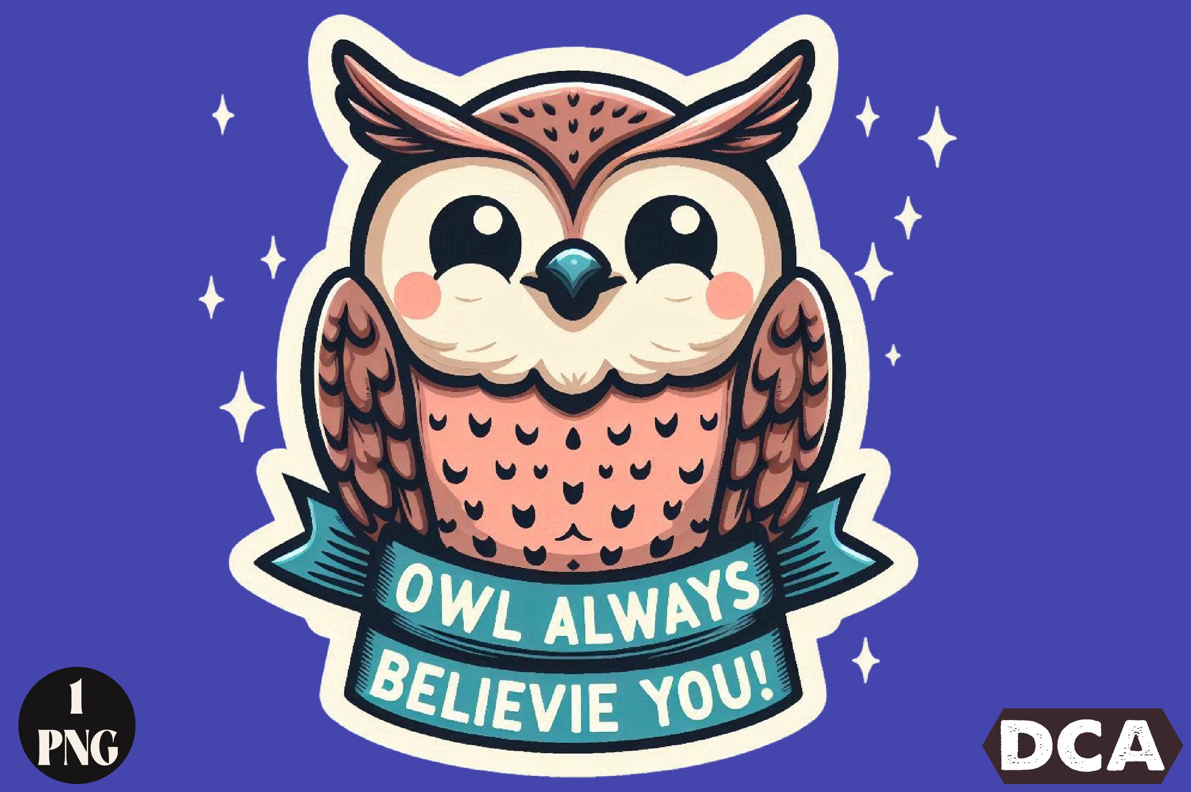 Funny Owl Believe You Sticker Clipart Bundle