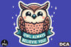 Funny Owl Believe You Sticker Clipart Bundle